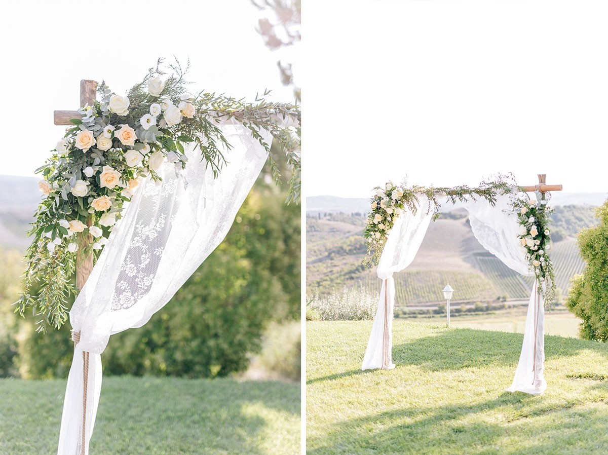 Romantic rustic wedding decoration wooden arch with lace