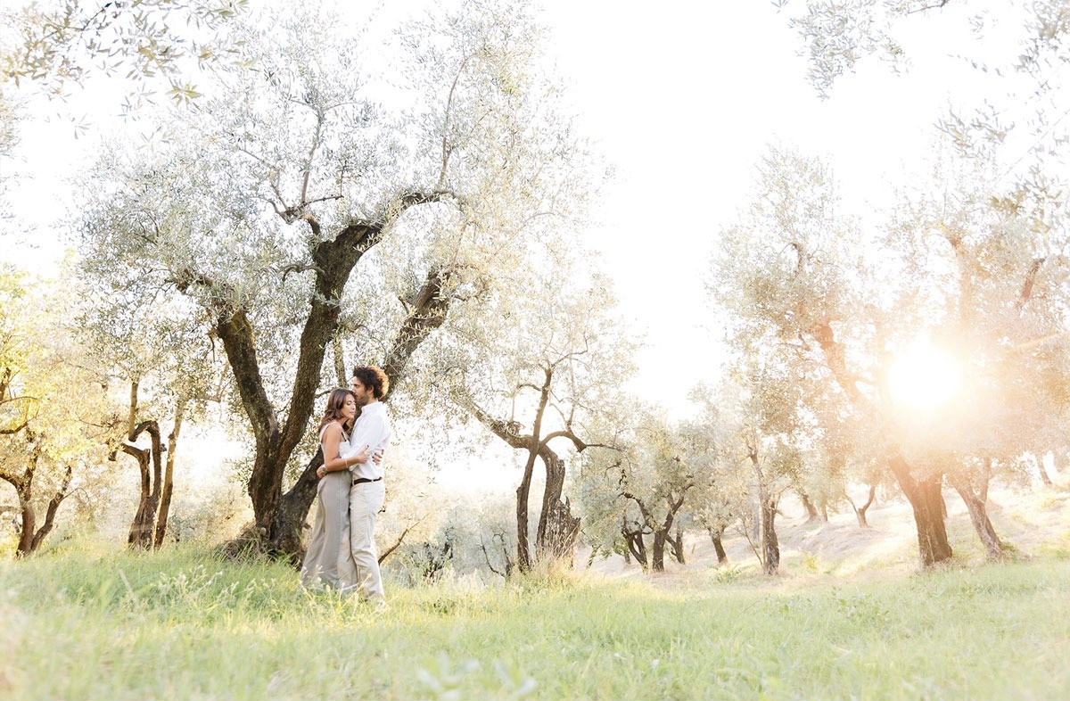 Engagement photos under the olive trees of Tuscany