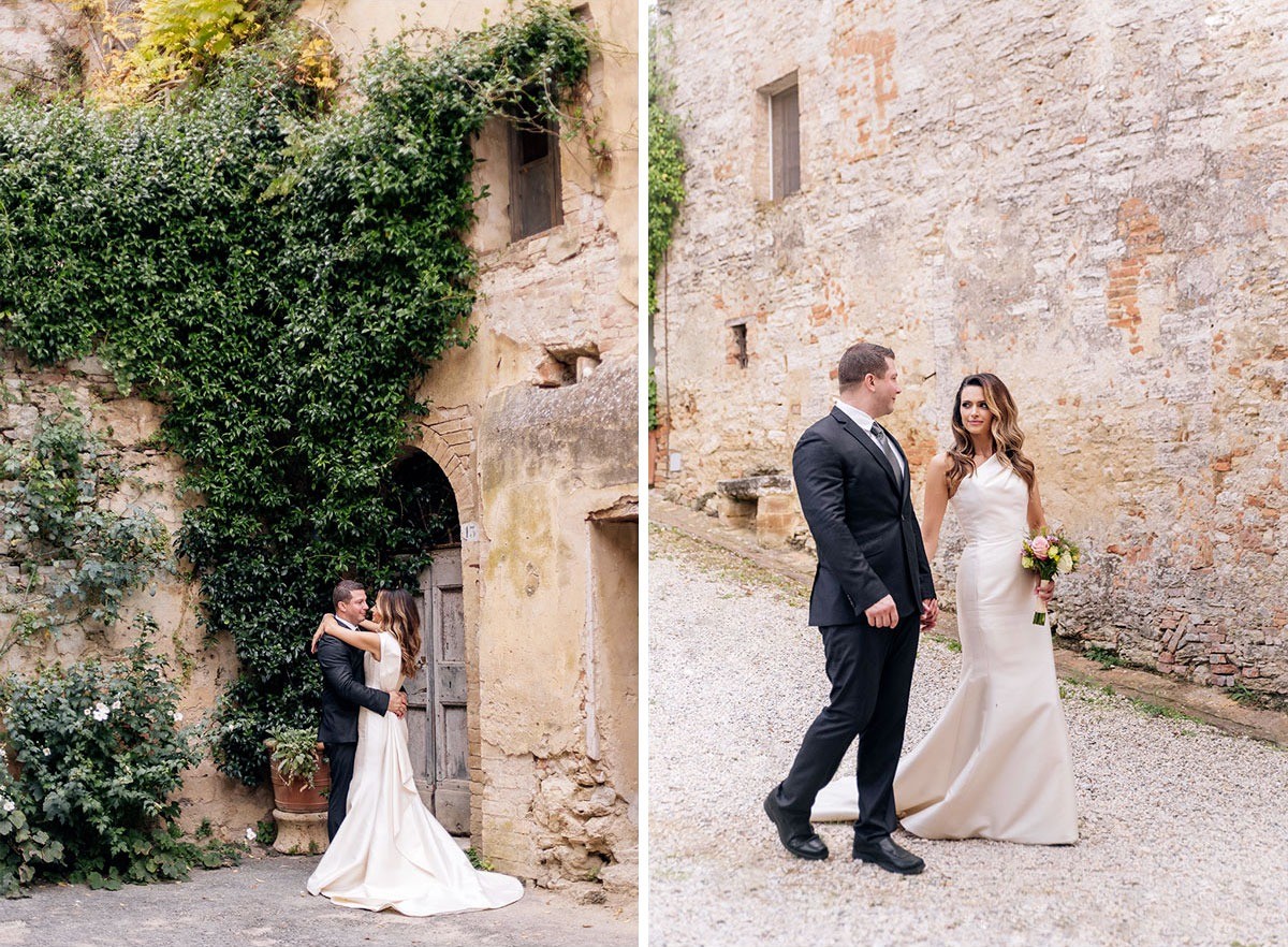 Newlyweds in a Tuscan burg near Siena