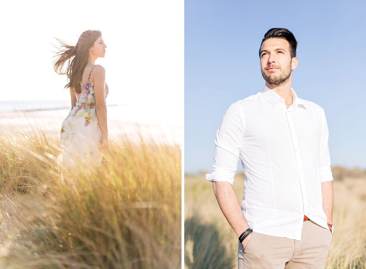 Couple portrait by the sea in Tuscany