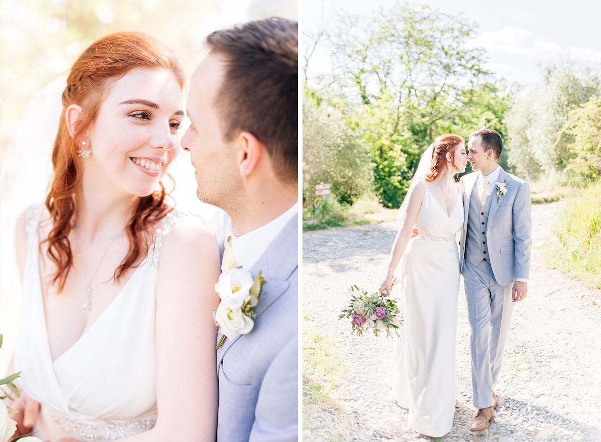 Romantic couple portraits for a rustic wedding in Tuscany