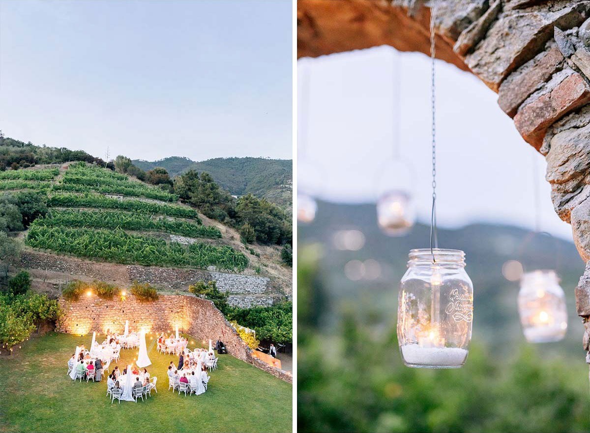 Outdoor wedding reception in Buranco, Monterosso al Mare
