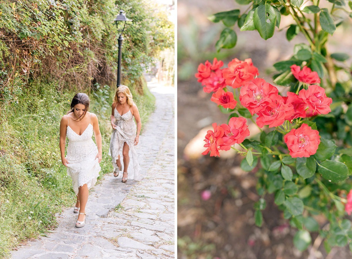 Bride walking to the ceremony in Monterosso al Mare