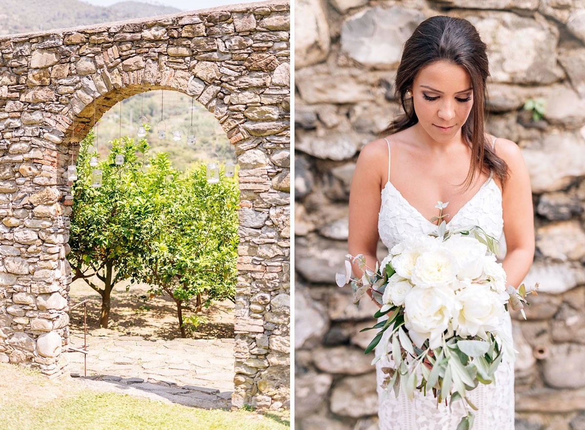 Romantic bridal bouquet in Monterosso al Mare