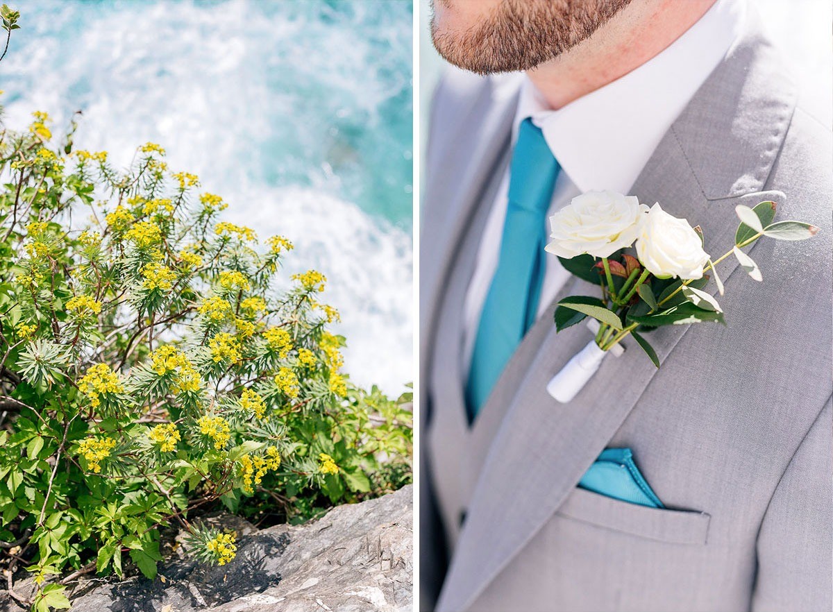 Boutonniere of the groom in CIqnue Terre