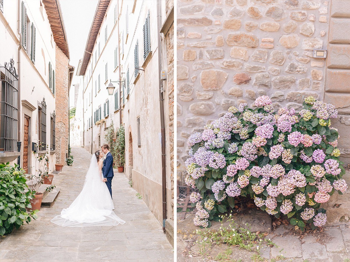 Wedding pictures of the bride and the groom in Tuscany