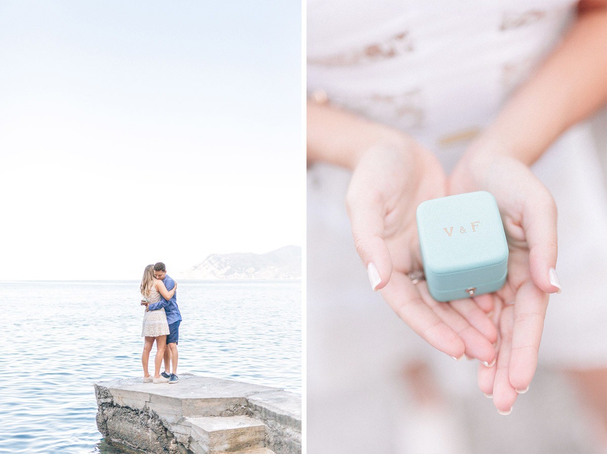 Custom engagement ring box in Manarola Cinque Terre