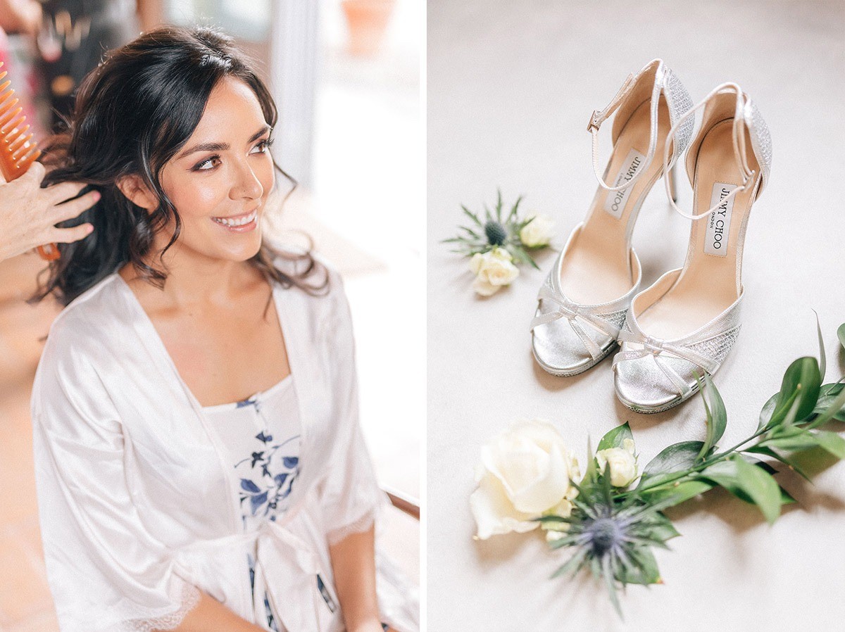 Bridal make-up and bride's shoes in Villa Grabau