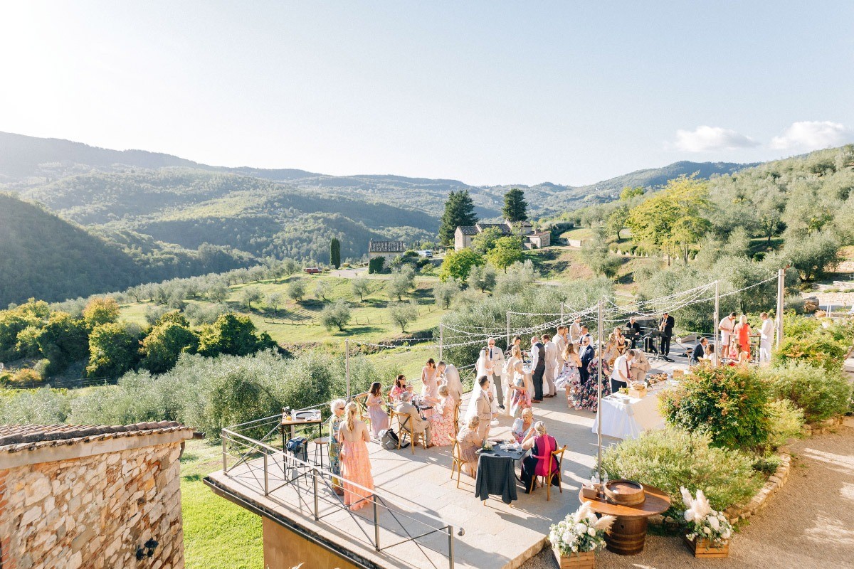 Aperitif with a view over the Tuscan hills